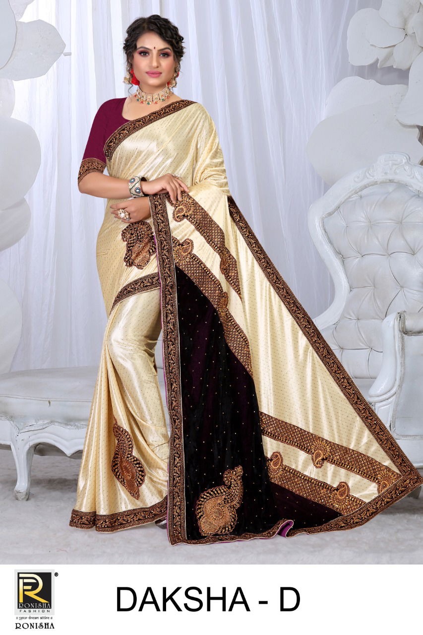 Ronisha Daksha Heavy Lycra Embroidery Festive Wear Latest Saree Collection
